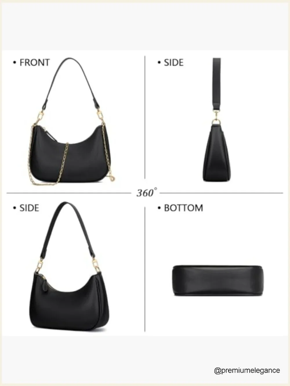 Cute Hobo Shoulder Bag with Chain Strap, Faux Leather Handbag for Women